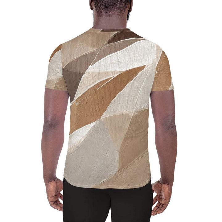 Mens Stretch Fit Athletic Sports T-shirt - Rustic Brown Stone Print