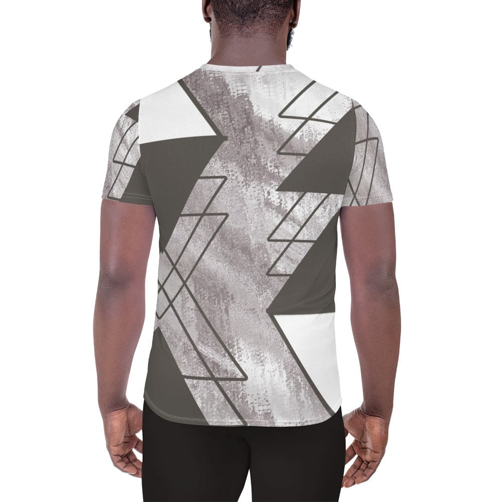 Mens Stretch Fit Athletic Sports T-shirt - Ash Grey and White Triangular