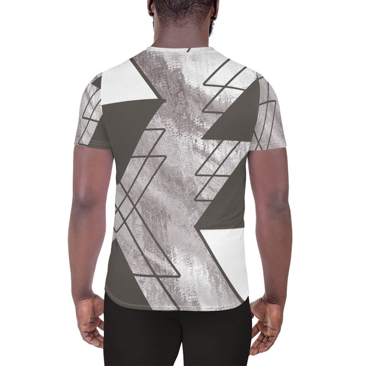 Mens Stretch Fit Athletic Sports T-shirt - Ash Grey and White Triangular