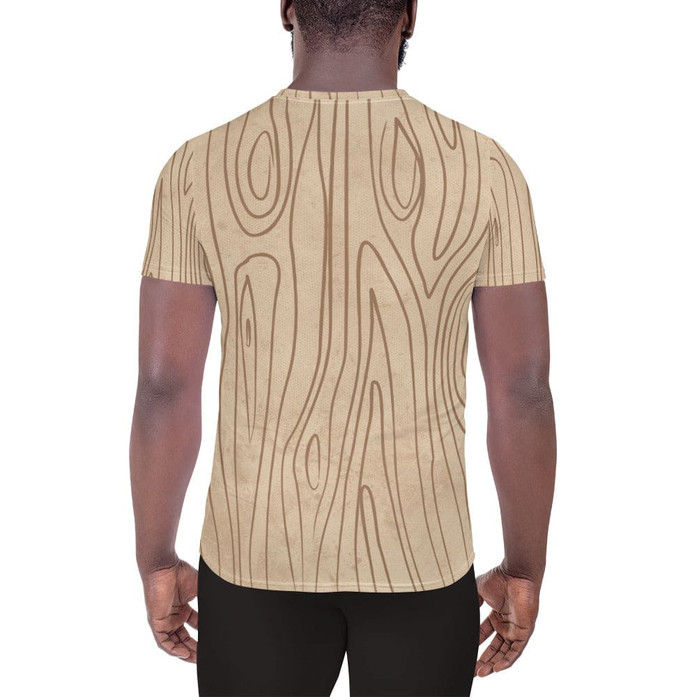 Mens Stretch Fit Athletic Sports T-shirt - Beige Brown Tree Sketch Lines