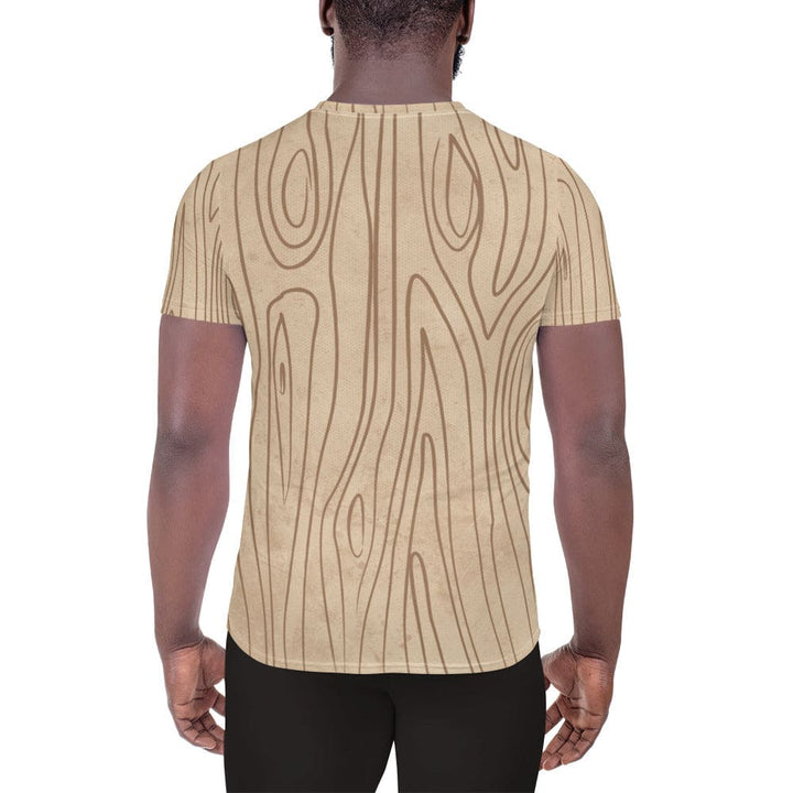 Mens Stretch Fit Athletic Sports T-shirt - Beige Brown Tree Sketch Lines