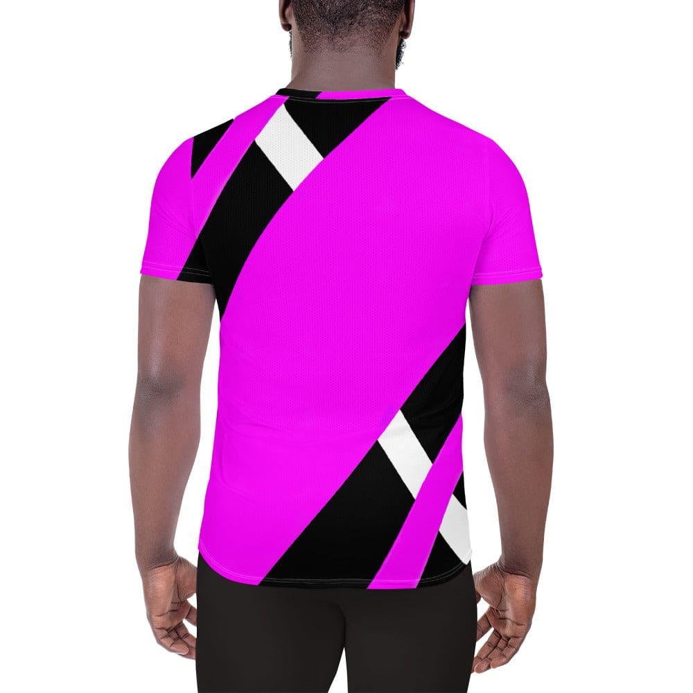 Mens Stretch Fit Athletic Sports T-shirt - Black and Pink Pattern