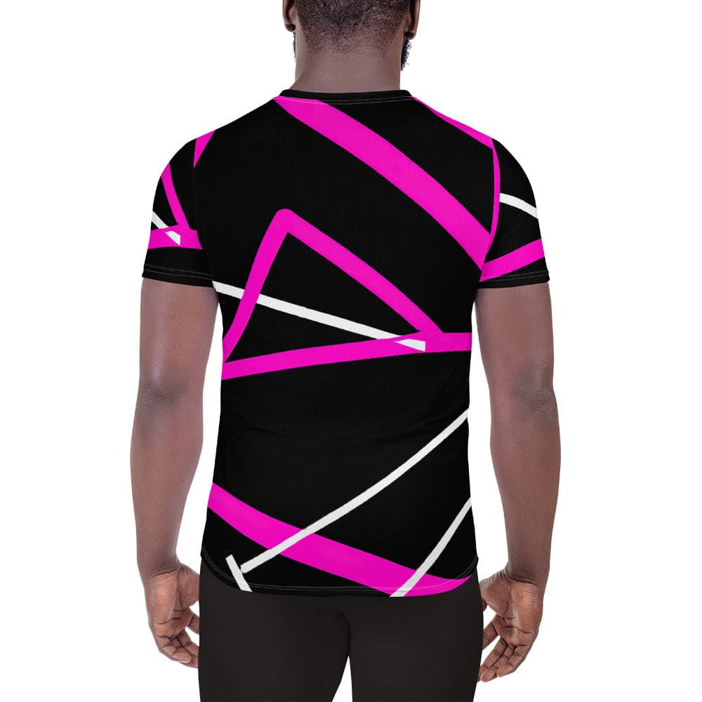 Mens Stretch Fit Athletic Sports T-shirt - Black and Pink Pattern