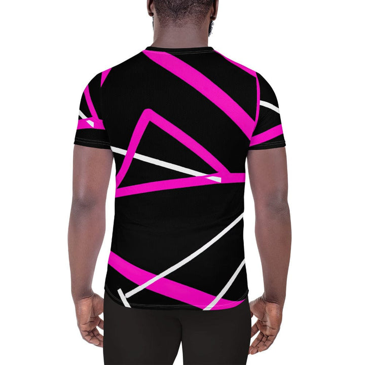 Mens Stretch Fit Athletic Sports T-shirt - Black and Pink Pattern