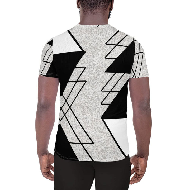 Mens Stretch Fit Athletic Sports T-shirt - Black and White Ash Grey