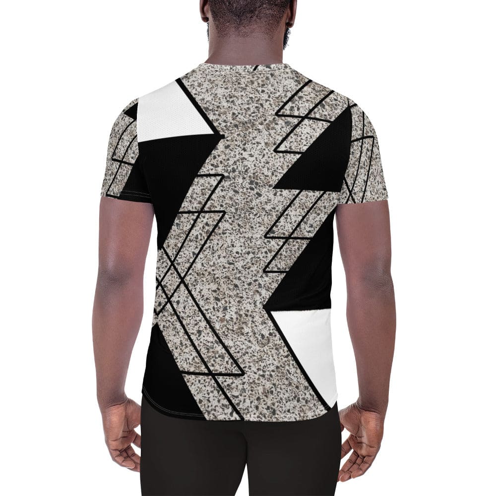 Mens Stretch Fit Athletic Sports T-shirt - Black and White Triangular