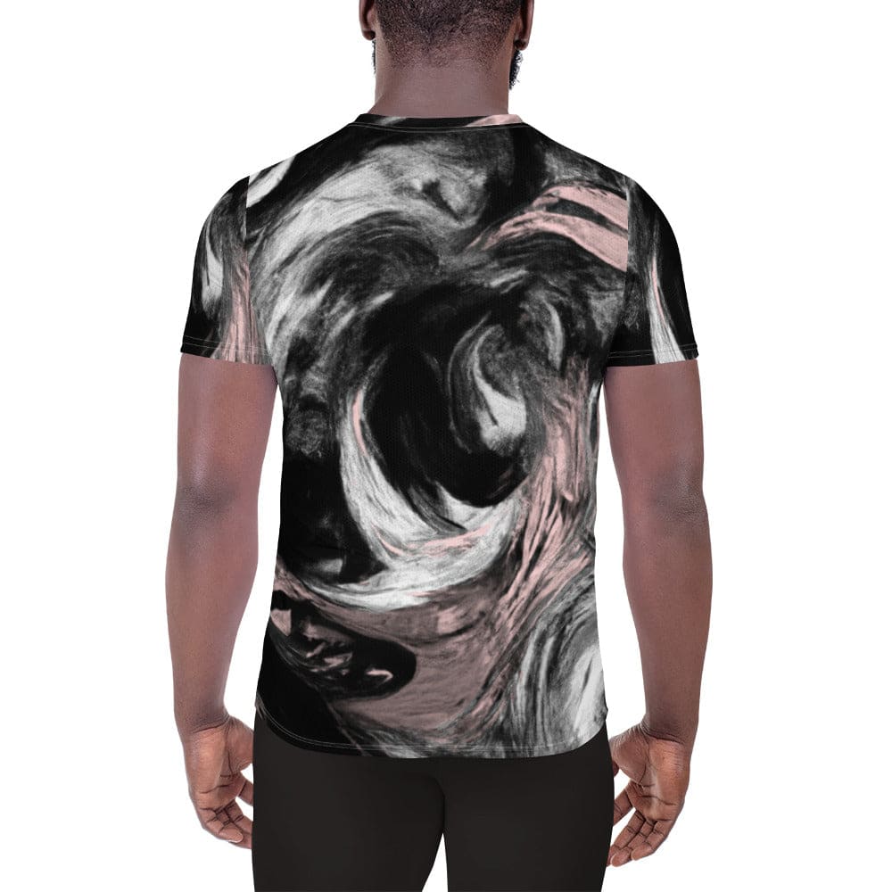 Mens Stretch Fit Athletic Sports T-shirt - Black Pink White Abstract