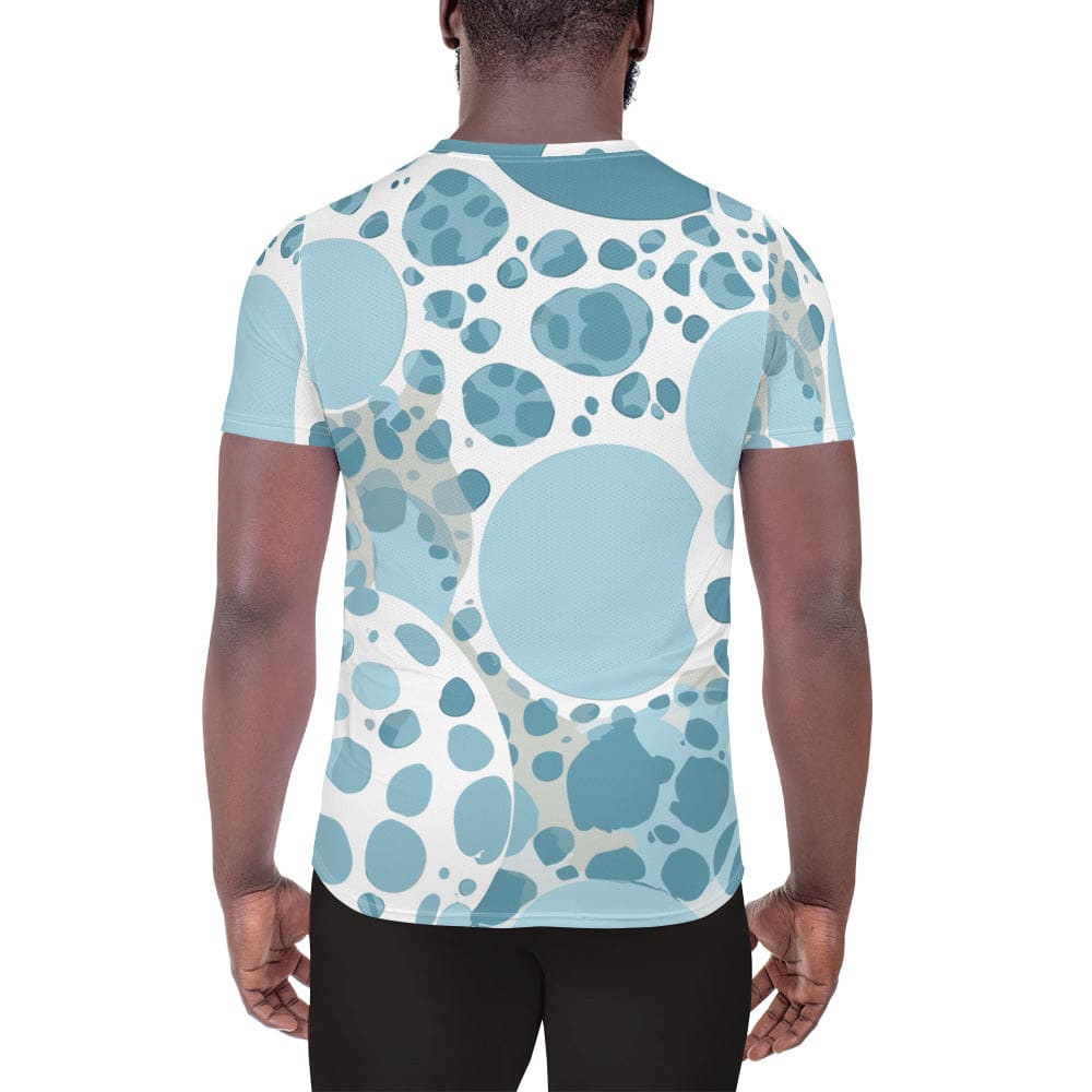 Mens Stretch Fit Athletic Sports T-shirt - Blue and White Circular