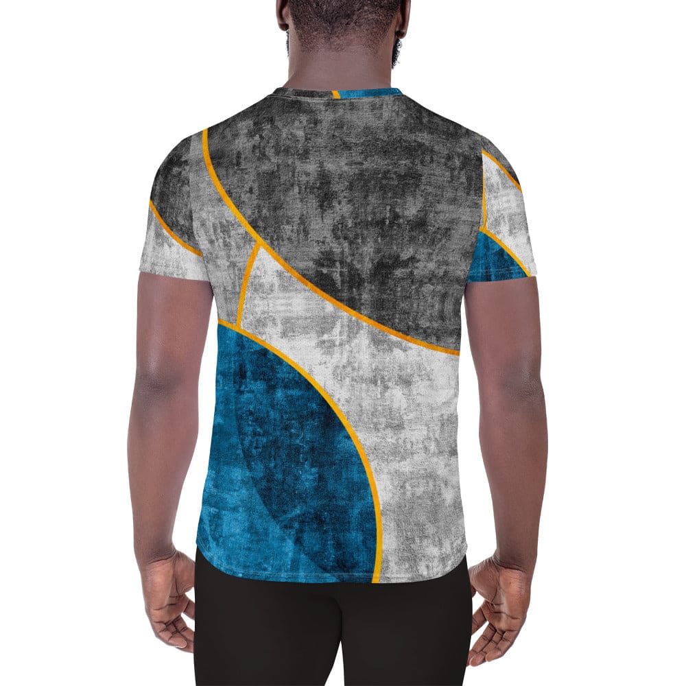 Mens Stretch Fit Athletic Sports T-shirt - Blue Grey Design