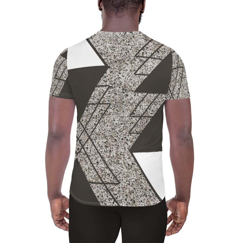 Mens Stretch Fit Athletic Sports T-shirt - Brown and White Triangular