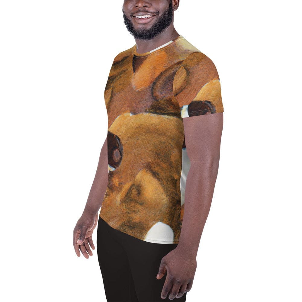 Mens Stretch Fit Athletic Sports T-shirt - Brown White Stone Pattern