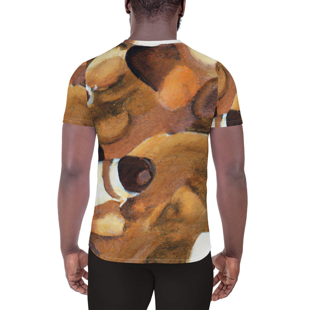 Mens Stretch Fit Athletic Sports T-shirt - Brown White Stone Pattern
