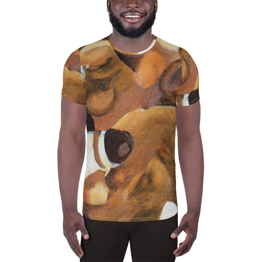 Mens Stretch Fit Athletic Sports T-shirt - Brown White Stone Pattern