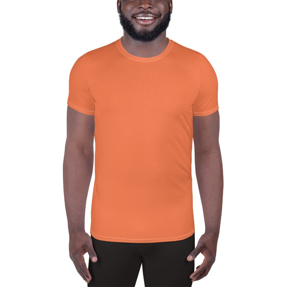 Mens Stretch Fit Athletic Sports T-shirt - Coral Orange Red