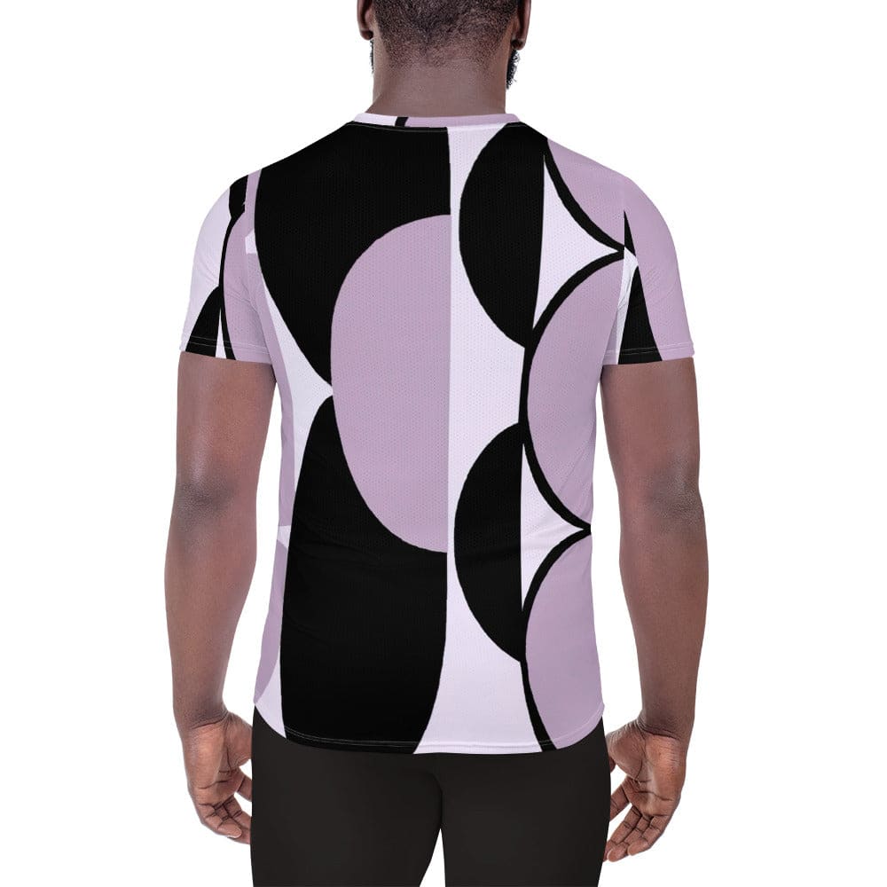 Mens Stretch Fit Athletic Sports T-shirt - Geometric Lavender and Black