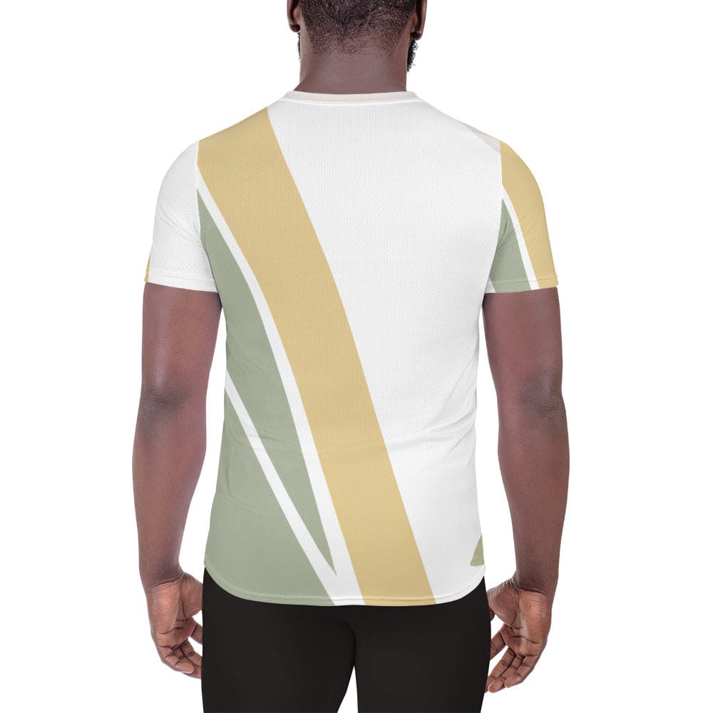 Mens Stretch Fit Athletic Sports T-shirt - Green Abstract Geometric