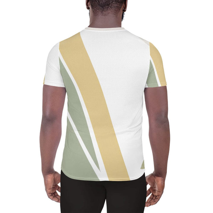 Mens Stretch Fit Athletic Sports T-shirt - Green Abstract Geometric