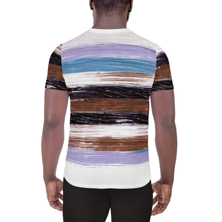 Mens Stretch Fit Athletic Sports T-shirt - Lavender Black Brown Rustic