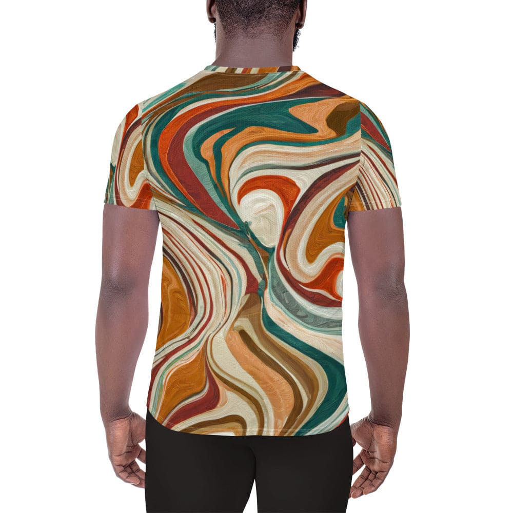 Mens Stretch Fit Athletic Sports T-shirt - Boho Brown Marble Print