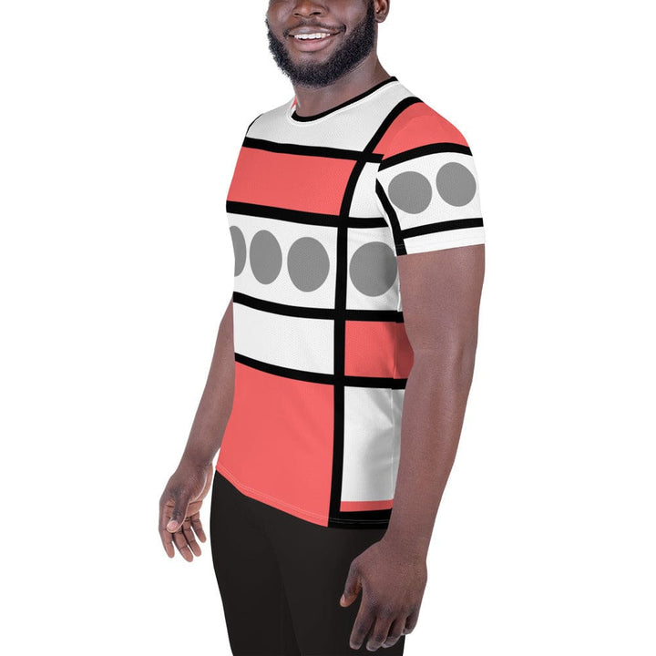 Mens Stretch Fit Athletic Sports T-shirt - Pale Red Print