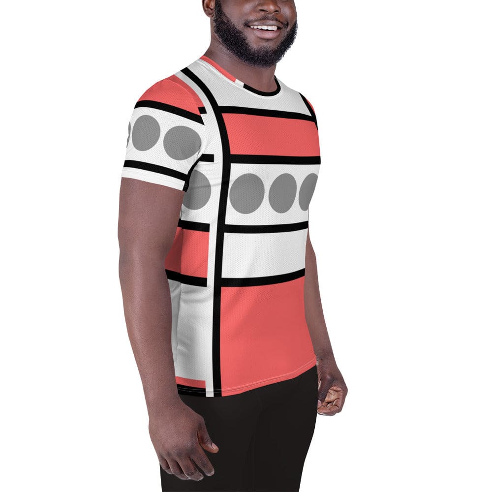 Mens Stretch Fit Athletic Sports T-shirt - Pale Red Print