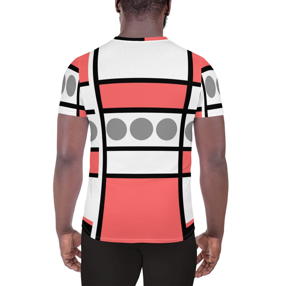 Mens Stretch Fit Athletic Sports T-shirt - Pale Red Print