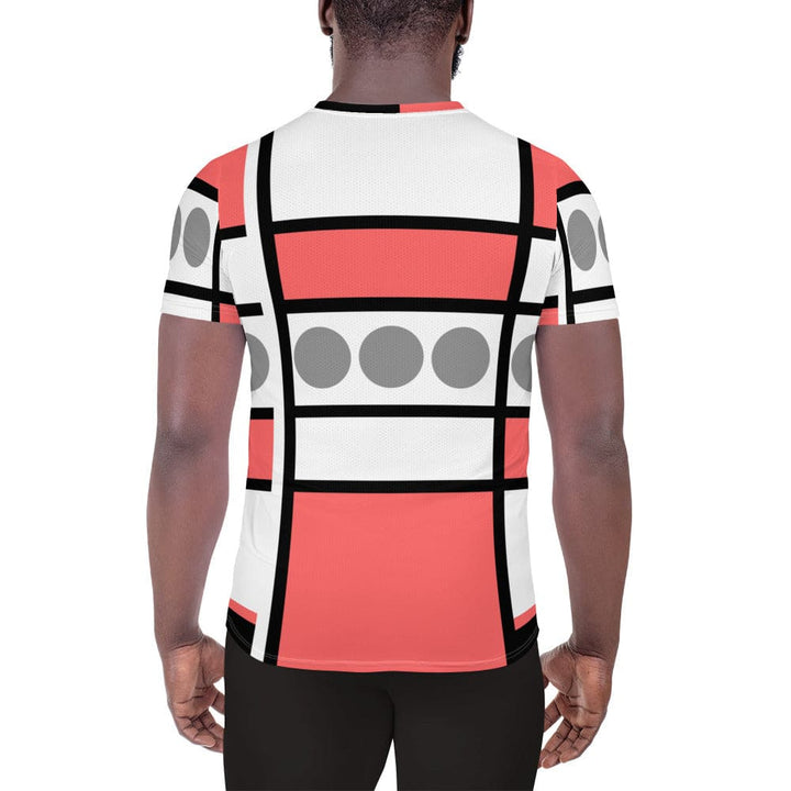 Mens Stretch Fit Athletic Sports T-shirt - Pale Red Print