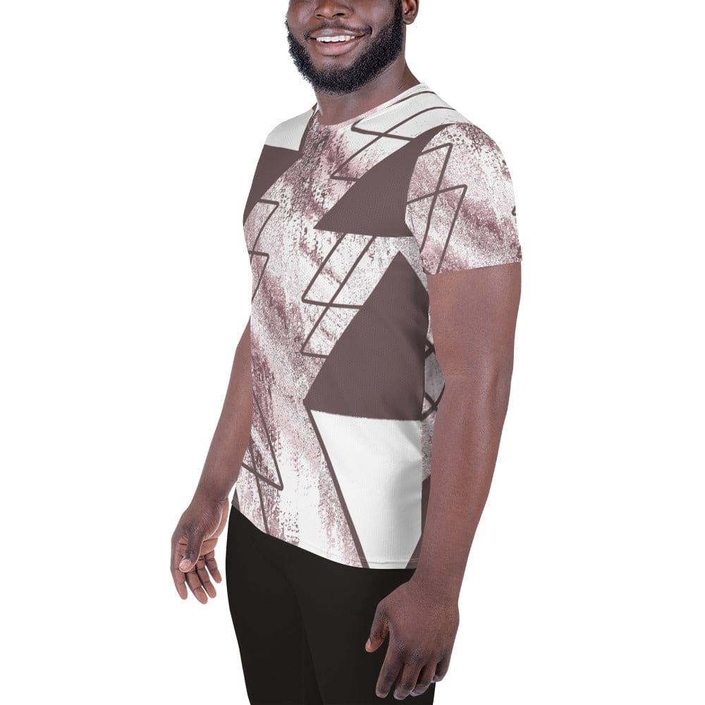 Mens Stretch Fit Athletic Sports T-shirt - Mauve Rose and White