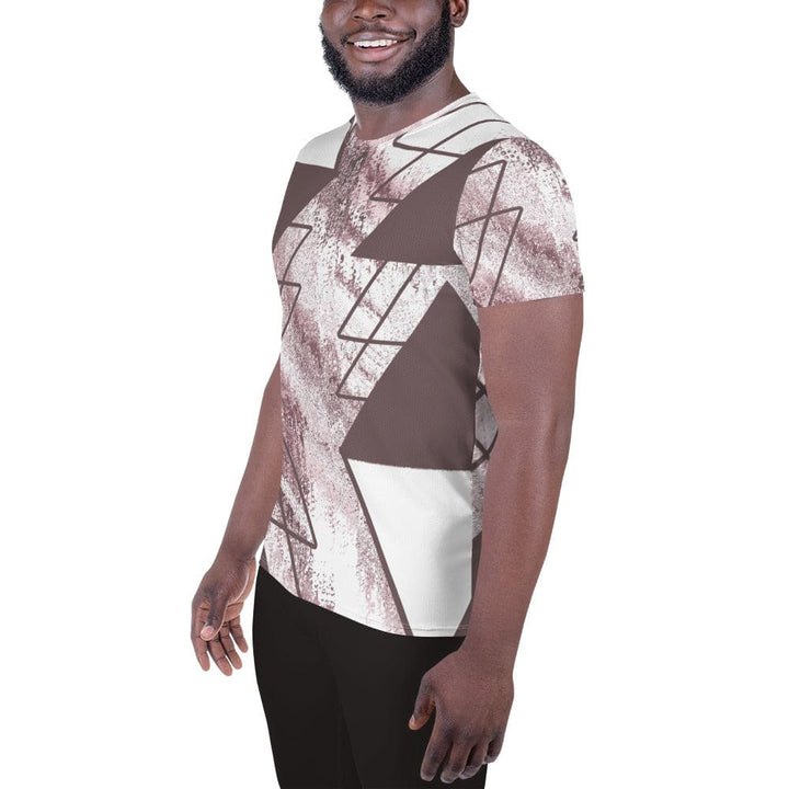 Mens Stretch Fit Athletic Sports T-shirt - Mauve Rose and White