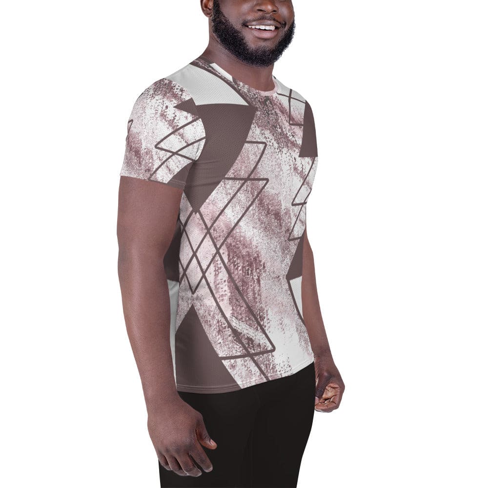 Mens Stretch Fit Athletic Sports T-shirt - Mauve Rose and White
