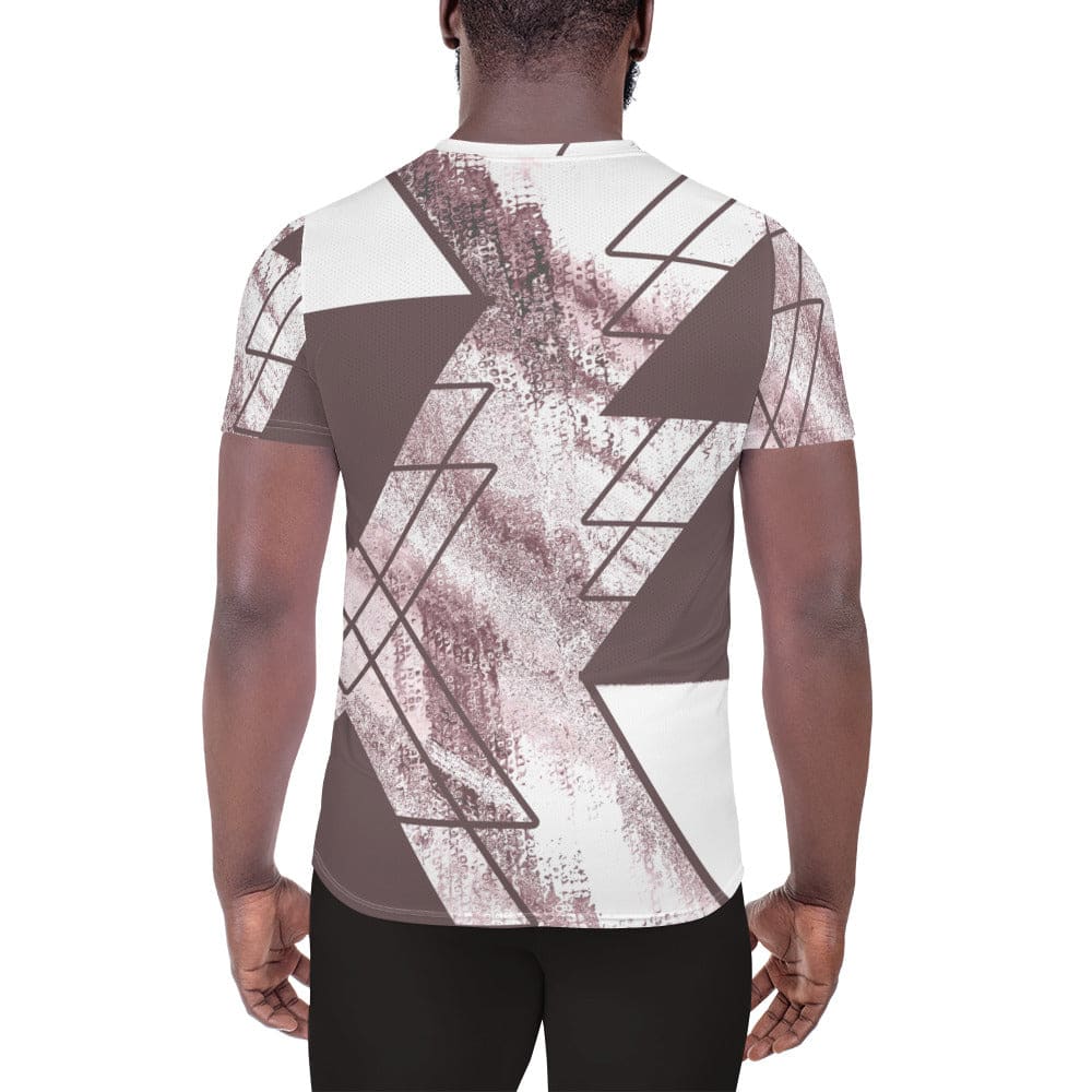 Mens Stretch Fit Athletic Sports T-shirt - Mauve Rose and White