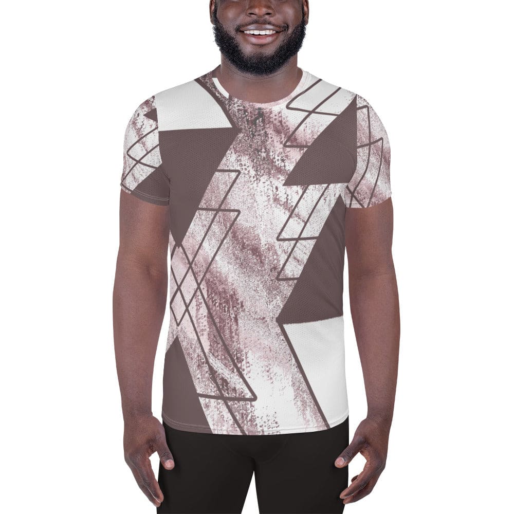 Mens Stretch Fit Athletic Sports T-shirt - Mauve Rose and White