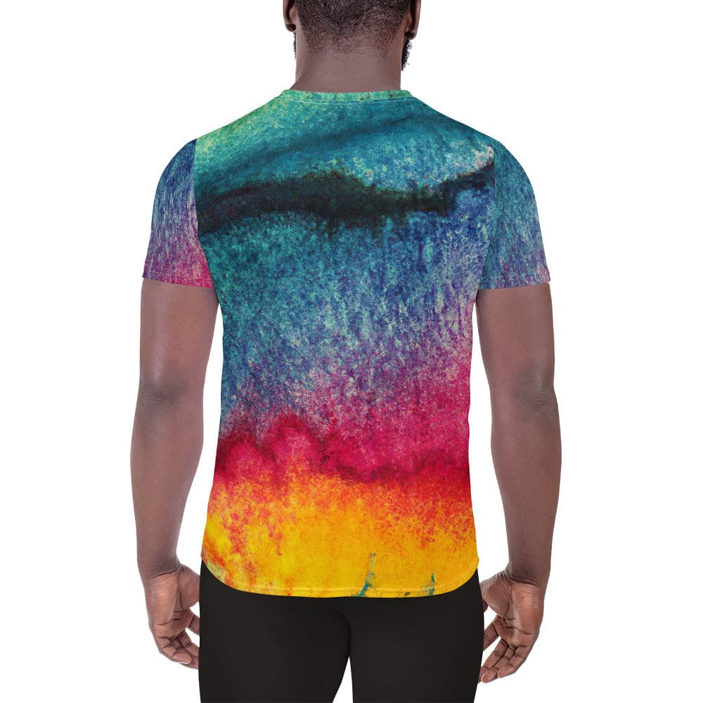 Mens Stretch Fit Athletic Sports T-shirt - Multicolor Abstract Pattern