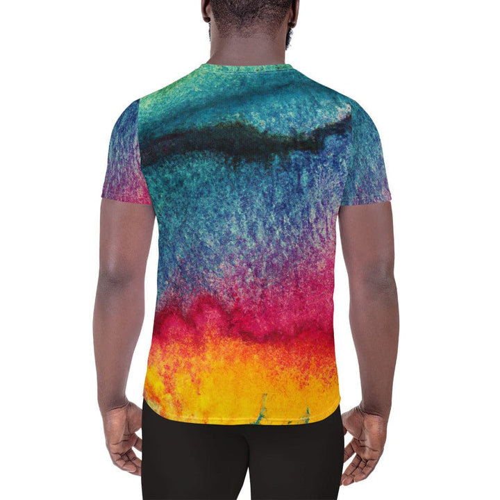 Mens Stretch Fit Athletic Sports T-shirt - Multicolor Abstract Pattern
