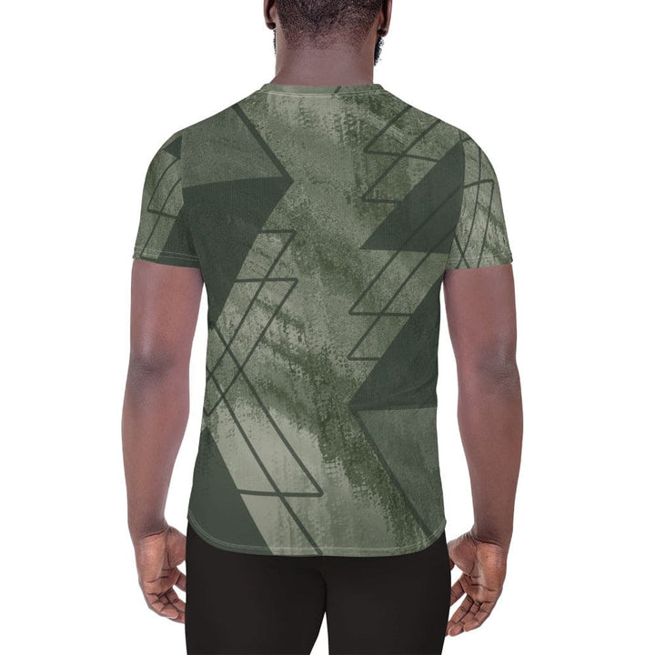 Mens Stretch Fit Athletic Sports T-shirt - Olive Green Triangular
