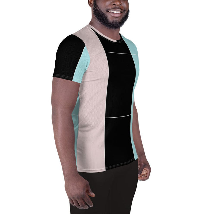 Mens Stretch Fit Athletic Sports T-shirt - Pastel Pink Black Blue
