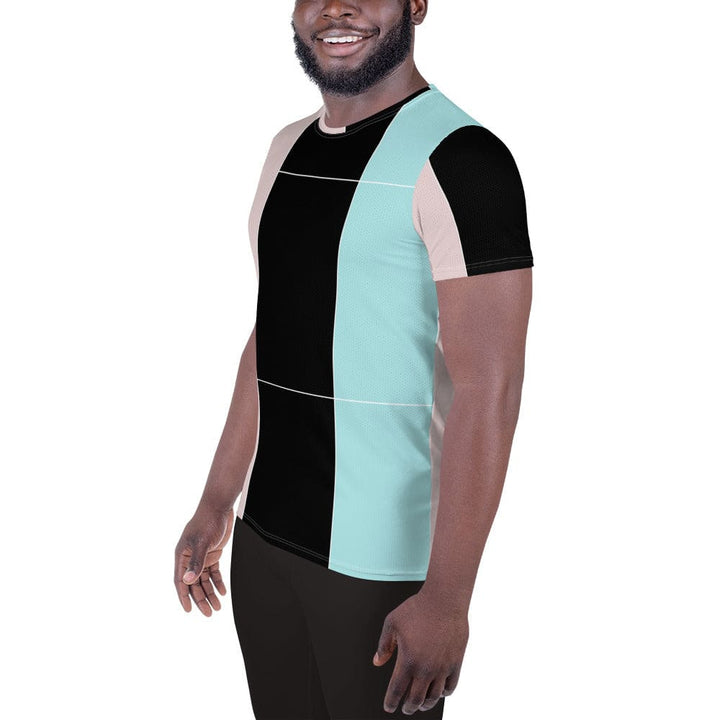 Mens Stretch Fit Athletic Sports T-shirt - Pastel Pink Black Blue