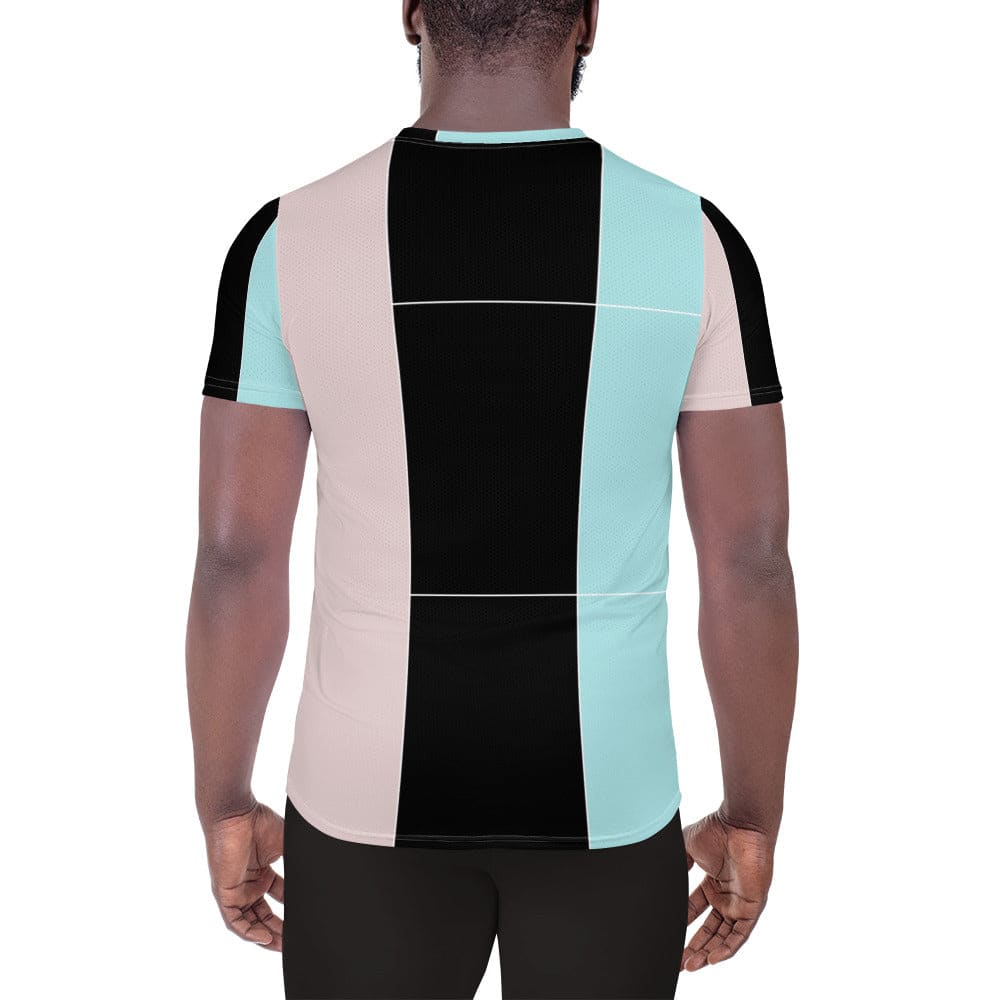 Mens Stretch Fit Athletic Sports T-shirt - Pastel Pink Black Blue