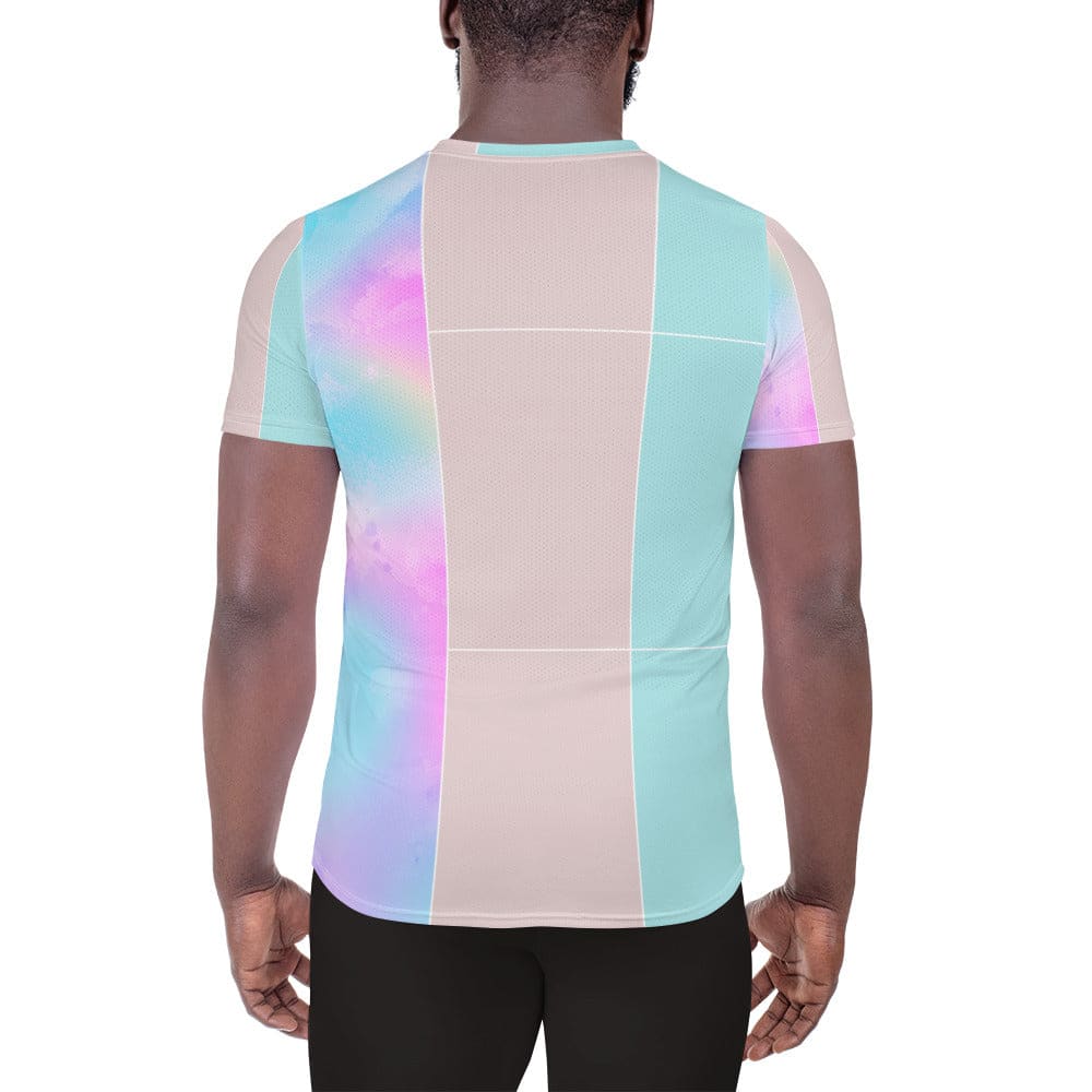 Mens Stretch Fit Athletic Sports T-shirt - Pastel Colorblock Watercolor