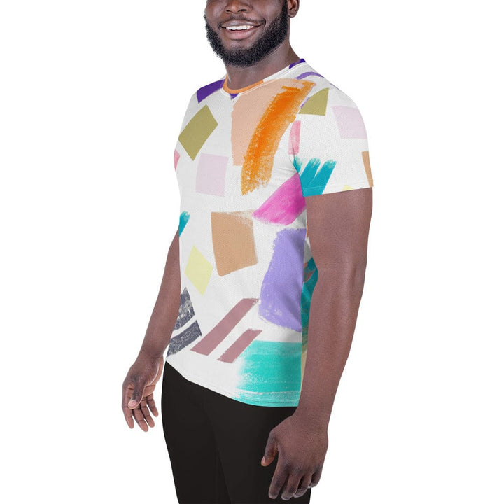 Mens Stretch Fit Athletic Sports T-shirt - Pastel Pattern