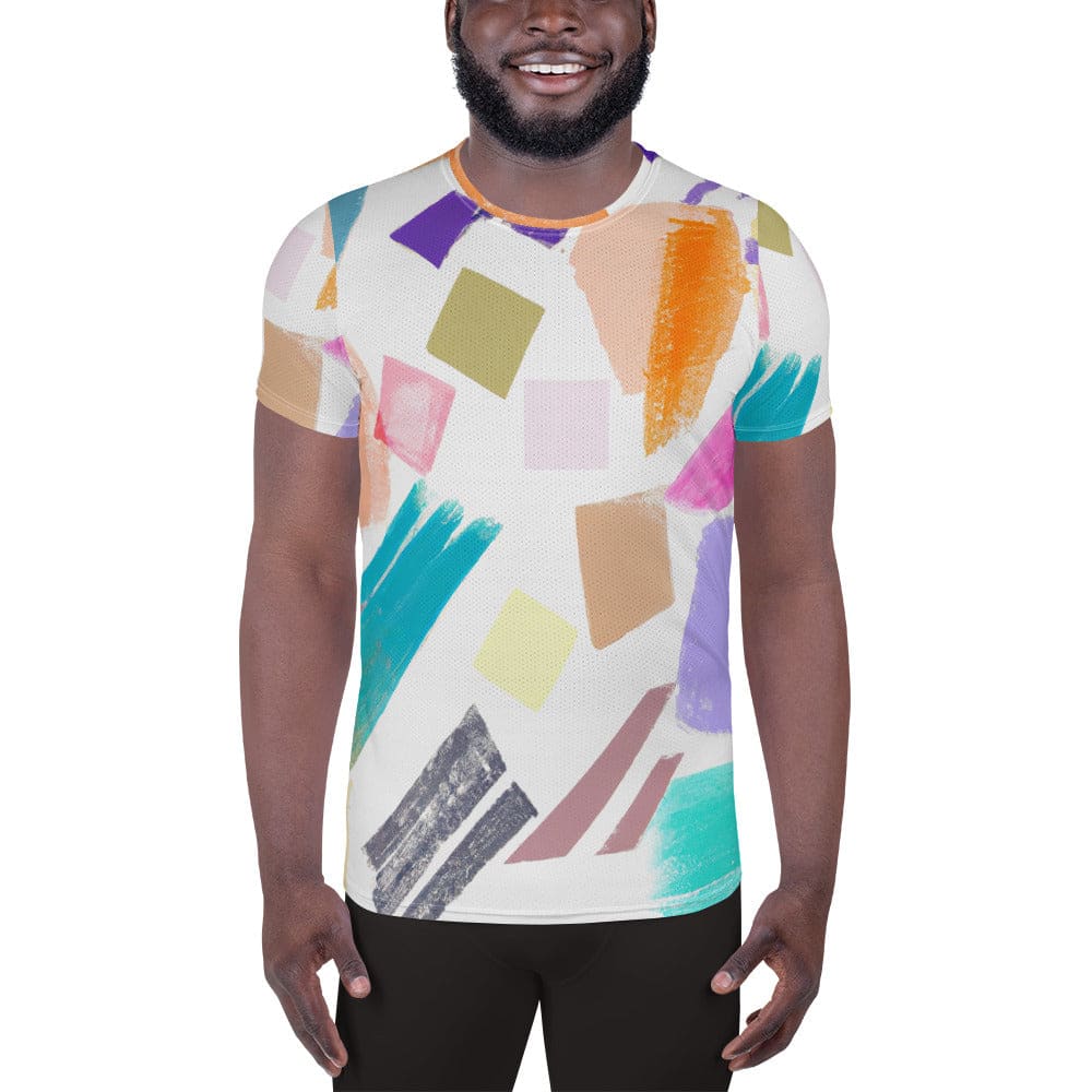 Mens Stretch Fit Athletic Sports T-shirt - Pastel Pattern
