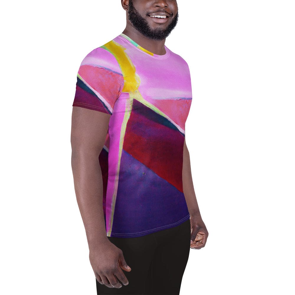 Mens Stretch Fit Athletic Sports T-shirt - Pink and Purple Pattern