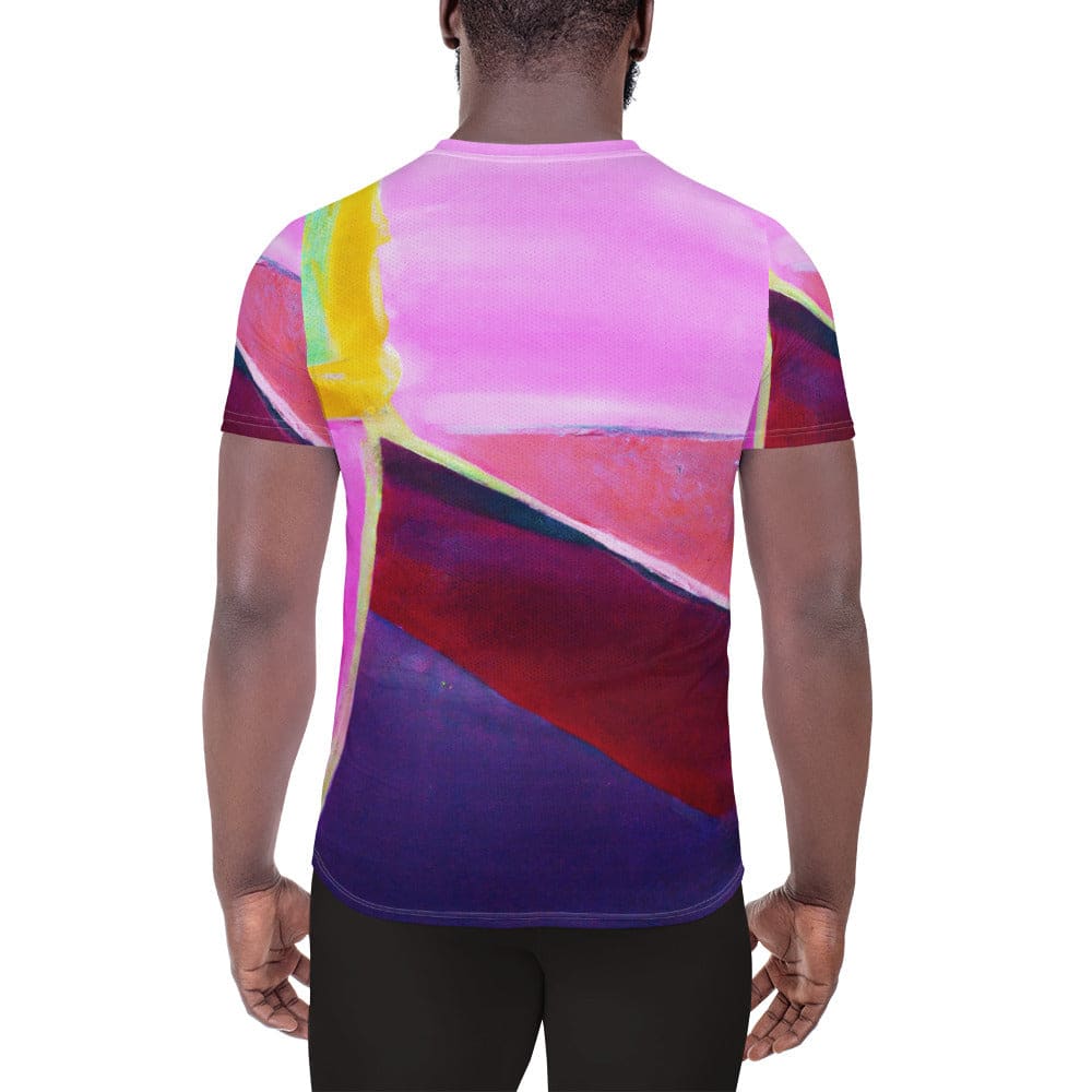 Mens Stretch Fit Athletic Sports T-shirt - Pink and Purple Pattern
