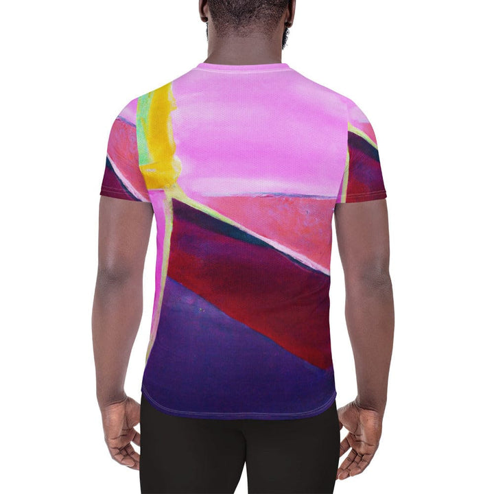 Mens Stretch Fit Athletic Sports T-shirt - Pink and Purple Pattern
