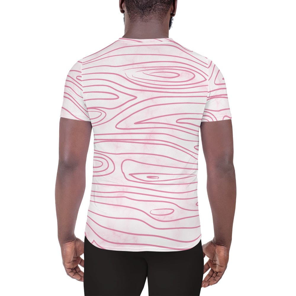 Mens Stretch Fit Athletic Sports T-shirt - Pink Line Art Sketch Print