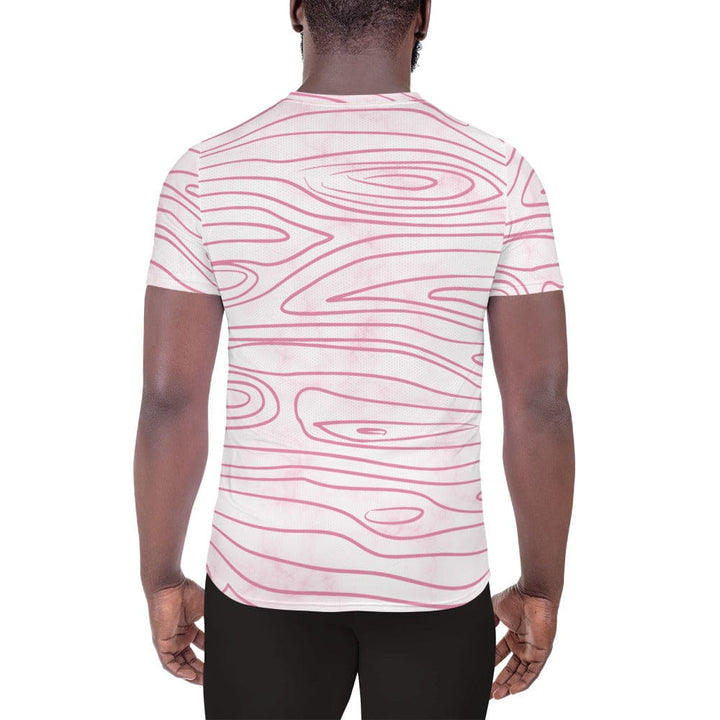 Mens Stretch Fit Athletic Sports T-shirt - Pink Line Art Sketch Print