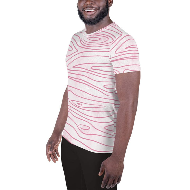 Mens Stretch Fit Athletic Sports T-shirt - Pink Line Art Sketch Print