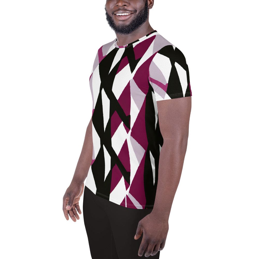 Mens Stretch Fit Athletic Sports T-shirt - Pink Mauve Pattern
