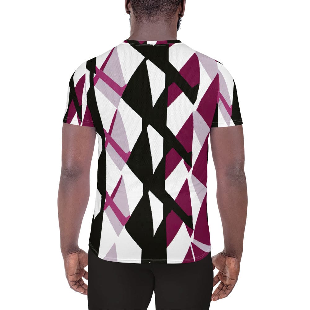 Mens Stretch Fit Athletic Sports T-shirt - Pink Mauve Pattern