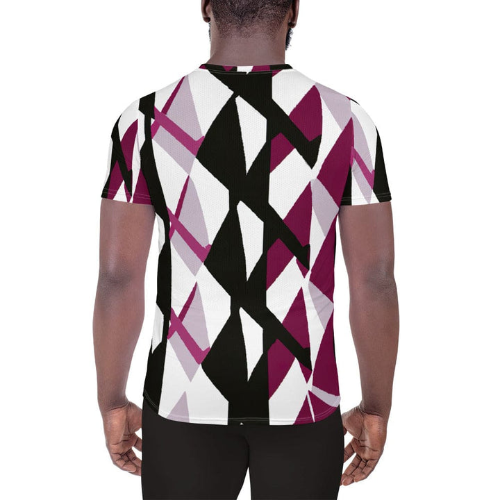 Mens Stretch Fit Athletic Sports T-shirt - Pink Mauve Pattern